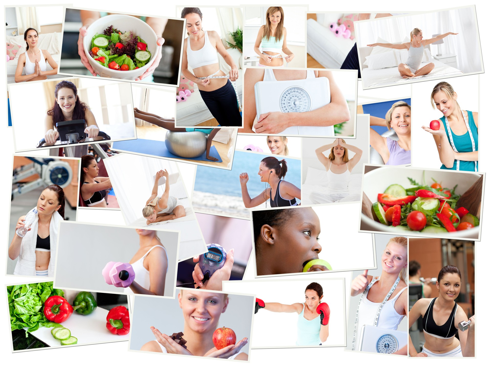Collage of photos illustrating healthy lifestyles